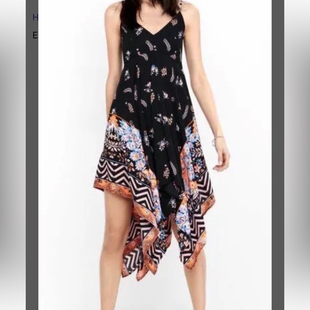 NWT express Handkerchief Mixed Pattern Spaghetti Strap Dress